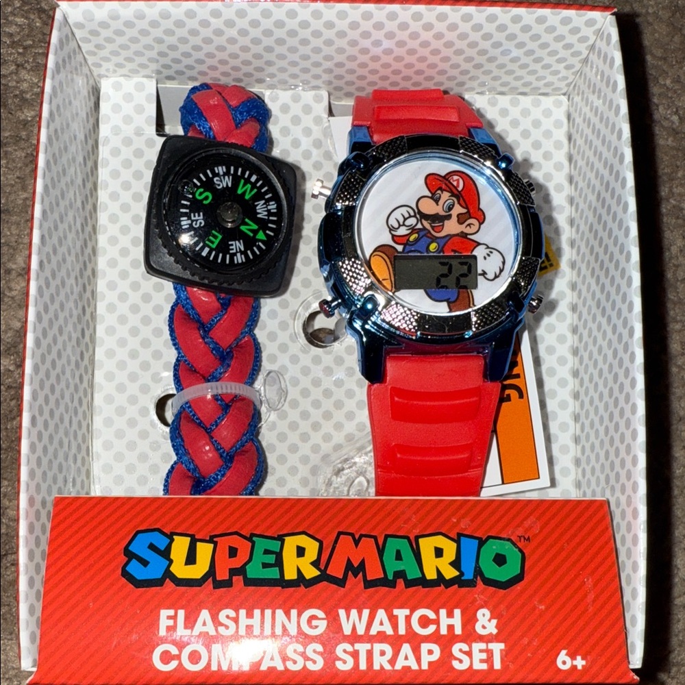 NEW| Super Mario Flashing Watch & Compass Strap Set